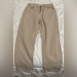 beige straight leg pants